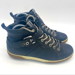 Ecco Hightop Sneakers Shoes Black Leather Women’s Size EU 39 US 8.5